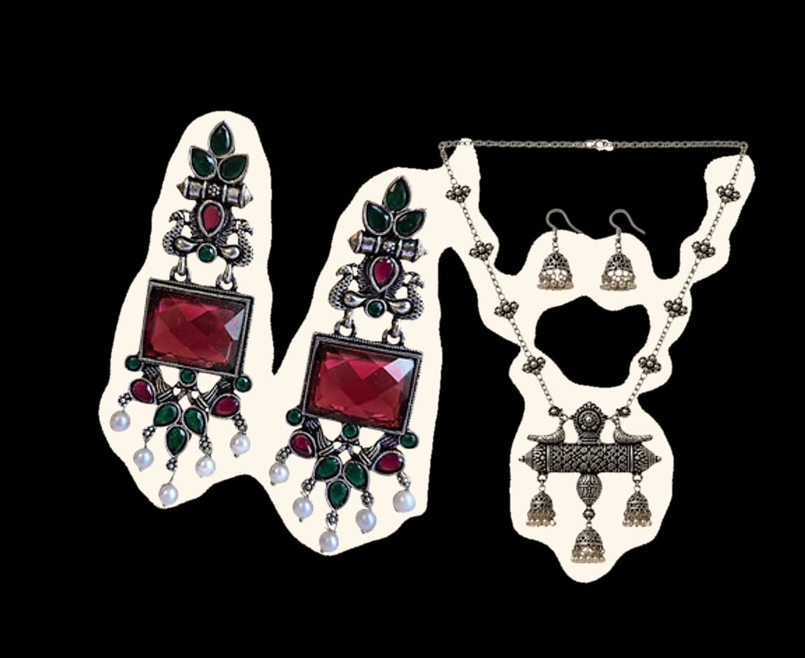 Enamel oxidised earrings